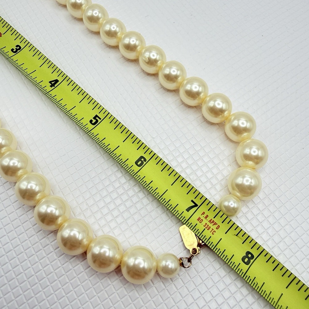 1928 Faux Cream 11 mm Pearl Beaded 15" Vintage Style Coquette Necklace - Picture 7 of 8